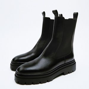 Zara Leather Lug Soled Ankle Boots